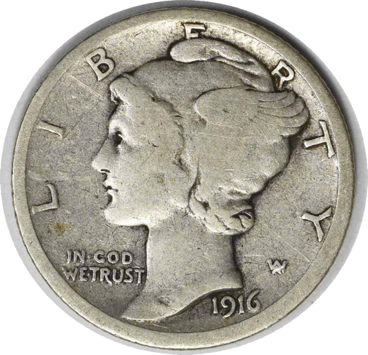 1916 D 10C Mercury Dime